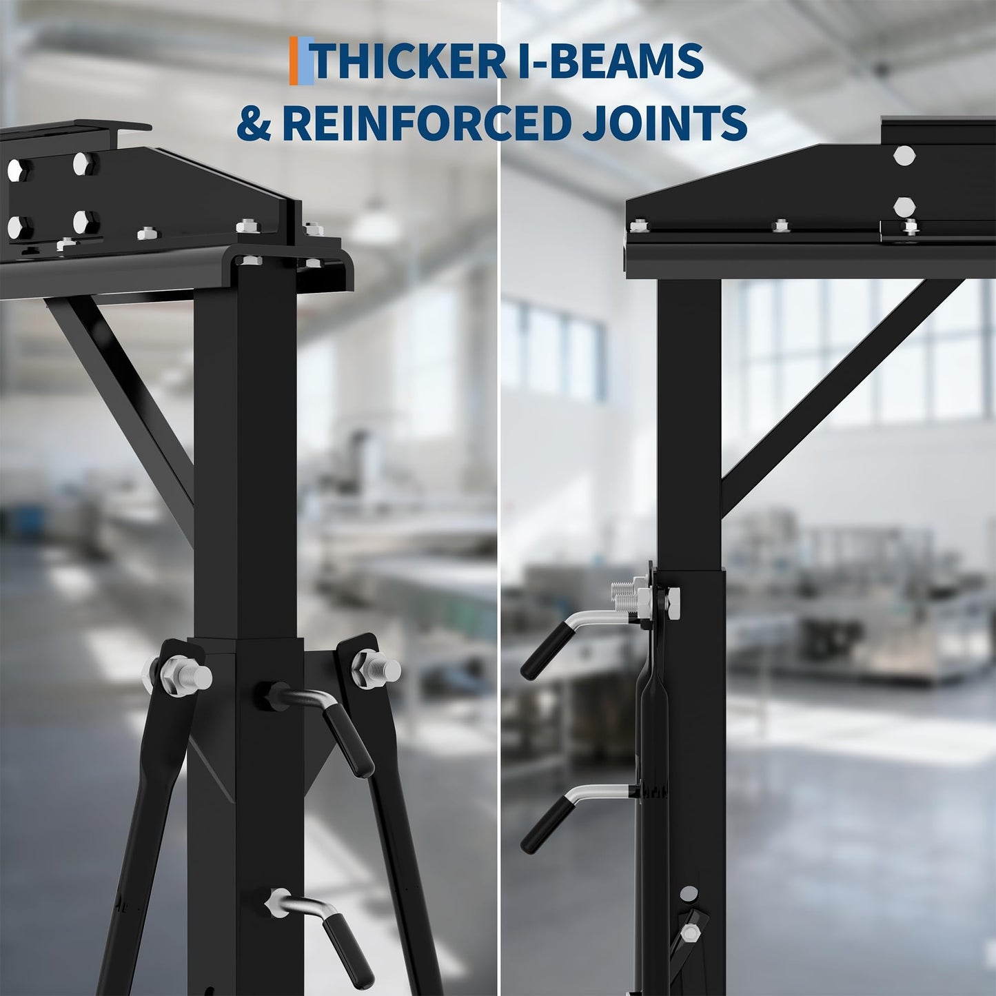 Adjustable Gantry Crane, 1 Ton 2200 LBS Capacity, Portable Gantry Crane Height Adjustable 97" to 141" with 12 Positions, for Factories, Warehouses, Construction, Auto Repair