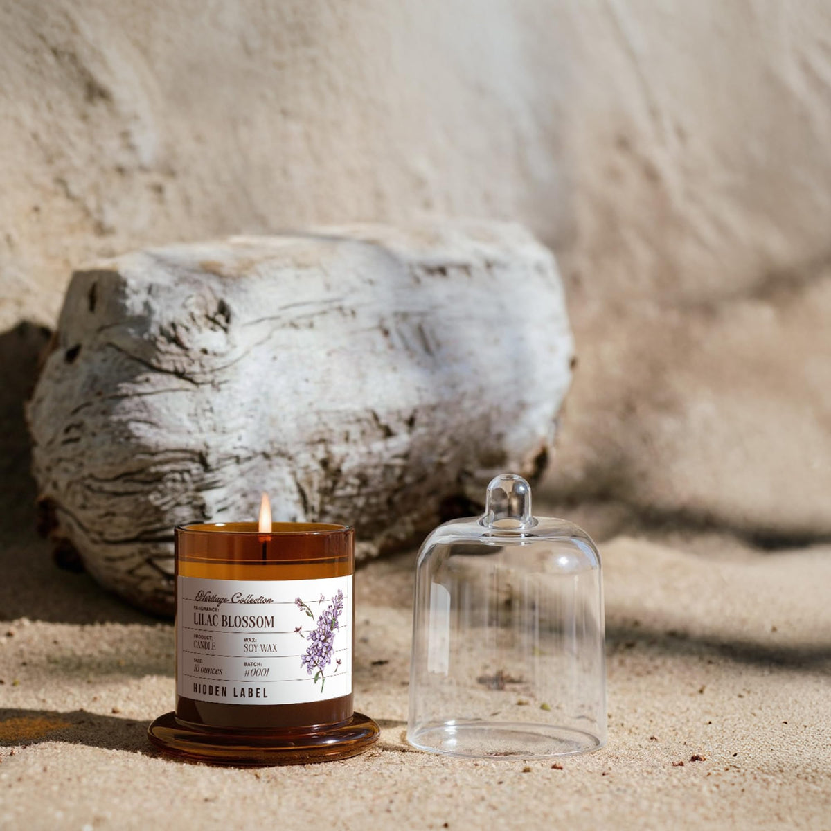 Hidden Label Lilac Blossom Scented Candle - 10oz Non Toxic Candles for Home Scented with Clear Bell Jar, Natural Soy Wax Aromatherapy Candle for Spa/Yoga/Meditation & Stress Relief Gifts
