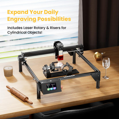 Longer RAY5 10000mW Laser Engraver, Wood/Leather/Acrylic Engraving Cutting Machine, DIY Desktop Laser Cutter with Safety Protection, Air Assist & 3 in 1 Roller