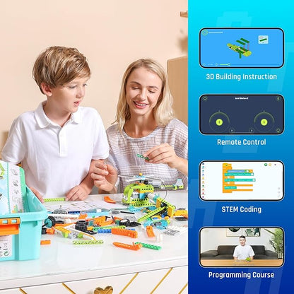 makerzoid Coding Robot Toy for Kids 6+ 100+ in 1 APP Control Robots Building Toys Programmable Scratch Coding Kit with 23 Video CoursesBirthday Toy for Kids (370 Blocks)