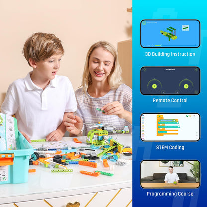 makerzoid Coding Robot Kit for Kids Ages 6+, 200+ in 1 APP Control Dinosaur Robot Toy, Educational Scratch Program Robotic Kit with 47 Video Courses, Toy for Boys Girls(600 Blocks)