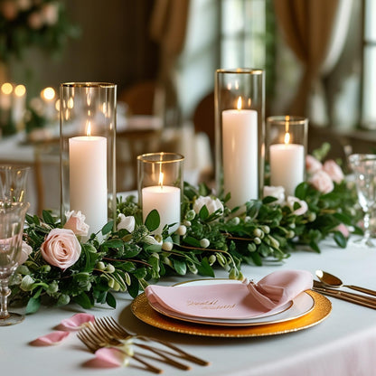 Mavelune 36-Pack White Pillar Candles with Glass Cylinder Vases - Elegant Tall Candle Holders for Weddings, Events, and Home Décor Centerpieces (36)