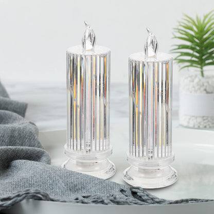 Beavorty 2pcs Electronic Candle Light Electric Candle Stick Artificial Candlestick Long Burning Taper Candle Glitter lamp Memorial Candles Flameless Candle Light Window Plastic Romantic