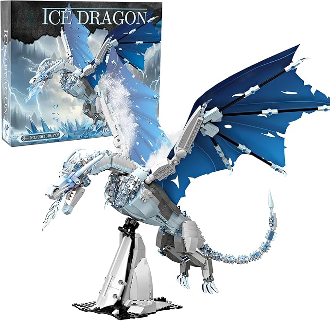 Ideas Ice Dragon Building SetCompatible with Mainstream Brands Adults Collectible MOC Dragon Model STEM Toy for GOT Fans Home DecorCreative Gift for Kids Boys &amp Girls 8-16 (1019 PCS)