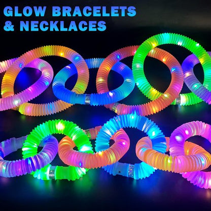Glow Sticks Bulk Party Favor Supplies for Kids 48 PCS,Glow in the Dark Bracelet Necklace Accessories for Birthday Wedding Parade Throws,Goodie Bag Stuffers Prizes for Toddler Boys Girls
