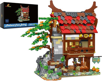 JMBricklayer Medieval Town Bakery Building Set 30111 Adults Modular Buildings House Kit Creative Street View Blocks Model Toy Collection Display Office Room Decor for Teens Adults