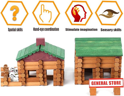 Joqutoys 170 PCS Classic Building Log Toys Wood Logs Set Set for Boy Creative Construction Educational Gift for Kids Ages 3+