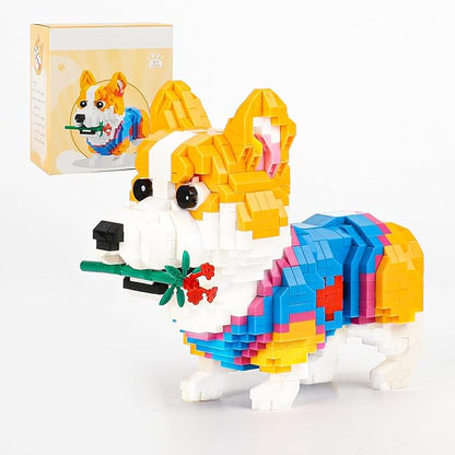 QLT QIAOLETONG Cute Animal Micro Mini Building Blocks Kit Corgi Dog Micro Bricks Building Toys for Adults Party Favors for Kids 12-14+ Years Old Birthday Carnival Prizes (997 PCS)