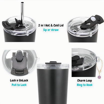 Drinco - 20 oz Stainless Steel Tumbler | Double Walled Vacuum Insulated Mug With Lid, 2 Straws, For Hot & Cold Drinks (20oz Purple Swirl)