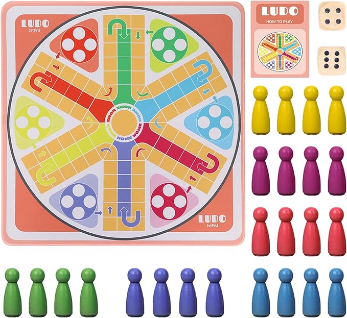 20 Inches Ludo Board Game2-6 Players Ludo Game for AdultsLudo &amp Parcheesi Board Games Suitable for Family Gathering &amp Party Night (Ludo Instruction Included)