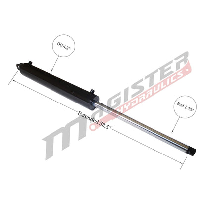 Magister Hydraulics Log Splitter Cylinder 4 in Bore x 24 in Stroke x 1.75 in Rod - Welded Double Acting Hydraulic Cylinder for Wood Splitter - Heavy-Duty Log Splitter Ram 4x24