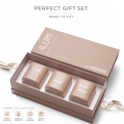Set of 3 Premium Scented Soy Candles Gift Set | Home Collection – White Musk, Bamboo Forest & Peony Garden | Crackling Wood Wick | Luxurious Candles for Relaxation, Home Décor & Gifts | 9.8oz Each