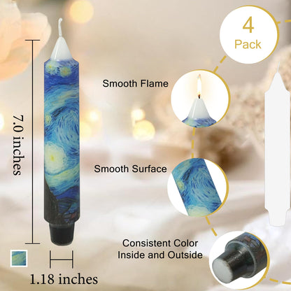 7 Inch Printed Taper Candle Hand Poured Unscented Smokeless Clean Burning Tapered Candle with Floral Pattern for Spring Dining Table Easter Brunch Garden Party Centerpiece