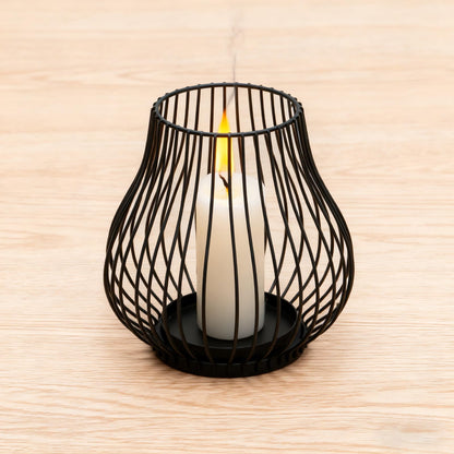 Metal Candle Holder for Pillar Candles, Pumpkin Cage Shape Candlestick Holder, Decorative for Table Centerpiece, Fireplace Mantel & Outdoor Event Christmas Decor