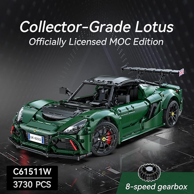 CaDA C61511W 1:8 Lotus Exige Cup 430 Building Block Set Officially Licensed Super Sports Car Model with MOC Collaboration 3730PCS Collectible Racing Car Kit for Adults Enthusiasts