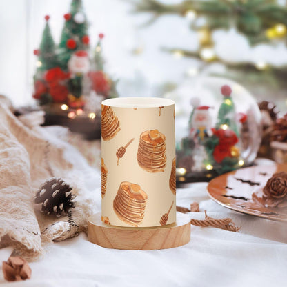 Pigsaly Flameless Candles Battery Operated Cute Cake Pancakes Honey Flickering Led Pillar Candles with Remote Control Colour Changing Warm Light Candles for Halloween Christmas Wedding
