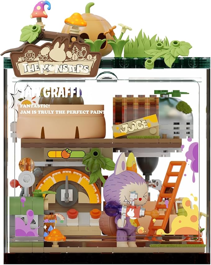 The Monsters Forest Secret Base Series Blocks-Jam Graffiti Labubu Building Toy Set Interactive Building Toy for Kids Boys and Girls