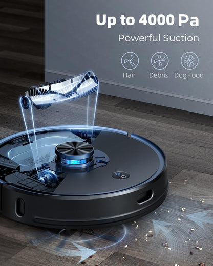 Laresar Robot Vacuum and Mop Combo, 3 in 1 Robotic Vacuum with 3.5L Self Emptying Station, Equipped with Lidar Navigation,Smart App Control, for Pet Hair/Floors/Carpets, L6 Pro, Black