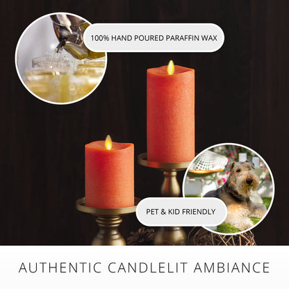 Luminara - Flameless LED Battery Operated Flickering Pillar Candles - Burnt Orange- Pack of 1-3x6.5 - Realistic Moving Flame Real Wax Indoor/Outdoor