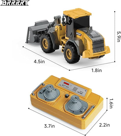 BRRRRT 1/64 RC Bulldozer ToyFull Functional RC Construction VehiclesType-C Direct Charging Alloy Remote Control BulldozerBirthday Gifts for Boys and Girls Age 3+