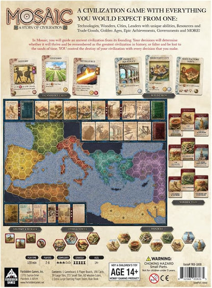 Mosaic: A Story of Civilization - Strategy Board Game for Adults and Family | Fast Fun Action-Selection and Area Control Game | 1-6 Players | Ages 14 and Up | 120 Minutes | by Forbidden Games