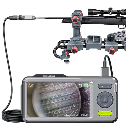 Teslong Rigid Rifle Borescope with 5" Monitor, Bore Inspection Camera Visual Gun Cleaning System-Fits .20 Caliber & Larger-w/26-inch Long Insertion Tube, 5-inch IPS Screen, Right Angle Mirror