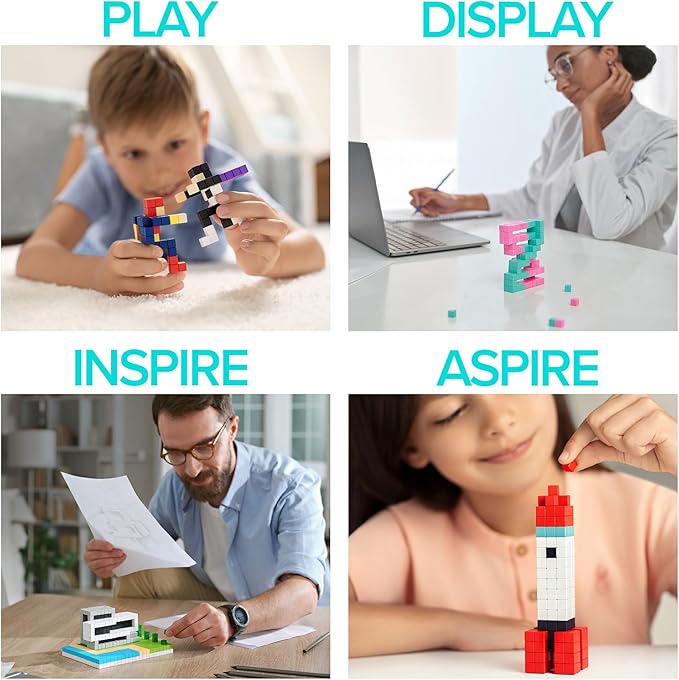 PIXIO Mini Magnetic Blocks Building Toy in The Pixel Art Style with Free App - 5/16 Plastic Cubes with Magnets Inside - Open Ended Toy - Creativity Toy for Ages 6+ PIXOPLASMA - 60pcs