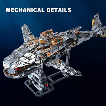 Mechanical Whale Building Set for AdultsOcean Fish Animal Model Toys with Lights for Home Office DecorBuilding Blocks Gift for Teens 14+(1388PCS)