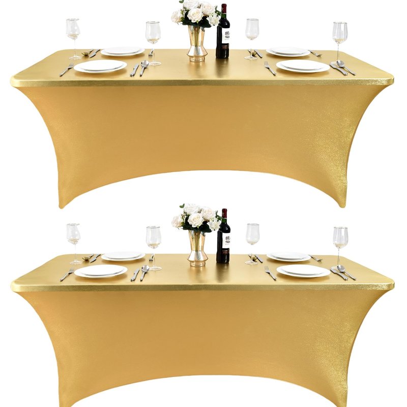 ZarzaaSik 10-Pack 8ft Spandex Table Covers for Rectangle Folding Tables - Washable Elastic Tablecloth - Ultimate Fitted Table Protector for Parties, Trade Shows, Banquet, and Wedding