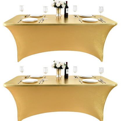 ZarzaaSik 10-Pack 8ft Spandex Table Covers for Rectangle Folding Tables - Washable Elastic Tablecloth - Ultimate Fitted Table Protector for Parties, Trade Shows, Banquet, and Wedding