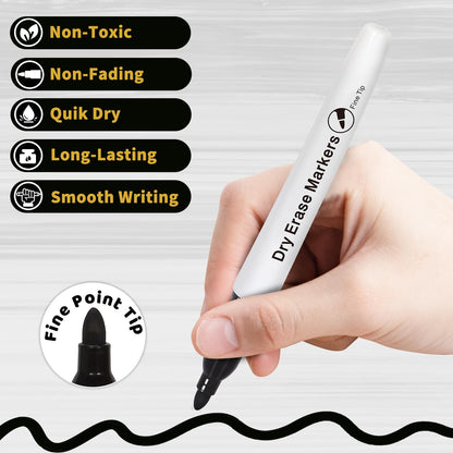 Jumlys 168 Pack Fine Tip Dry Erase Markers, Bulk Whiteboard Erasable Black Markers, Ideal for School Classroom Office Supplies, Non-Toxic & Easy Clean for White board