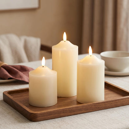 JHY DESIGN 3D Flameless Candles Set 4/5/6inch High Real Wax Battery Candle Pillars Flickering LED Candles with 8-Key Remote Control Timers for Home Wedding Party Christmas Decoration (Set of 3)