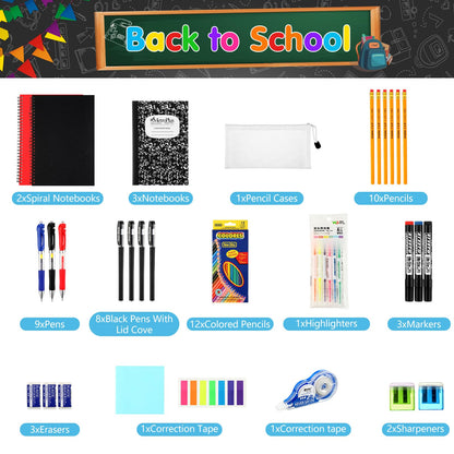 Gilprop 81 Pcs School Supply Kit with Backpack Back to School Supplies Bundle Bulk School Essentials for Elementary Middle High School Students Includes Folders Notebooks Pencils and More(Light Blue)