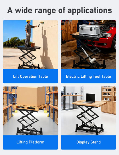 DIHOOL Electric Scissor Lift Table, 200Lbs, 10.43"-50.39" Height Adjustable Lifting Platform, Super Quiet with Remote & WiFi Control, Obstruction Detection, AC/DC Power for Home/Industrial Use