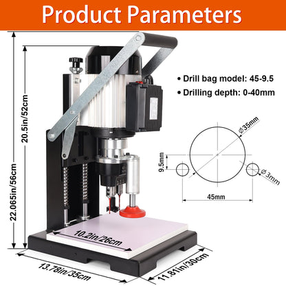 45-9.5mm Woodworking Hinge Drill Hinge Drilling and Boring Machine Convenient Portable Hinge Drill for Woodworking, Used for Cabinet and Closet Drilling 1100W 0-30mm Depth (110V)