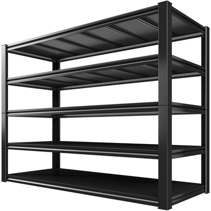 REIBII 48.2" W Garage Shelving, Metal Shelving 3000LBS, Storage Shelves Adjustable Metal Shelf, Industrial 5 Tier Shelves for Basement Pantry Warehouse Supermarket, 72.2" H x 24.2" D x 48.2" W