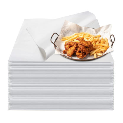 100PCS Deli Paper Sheets 12×12", Unbleached White Wax Paper Sheets for Food Basket Liners, Precut Parchment Paper Baking Sheets for Cookies, Grease Resistant Sandwich Wrappering Paper by Neyimqr