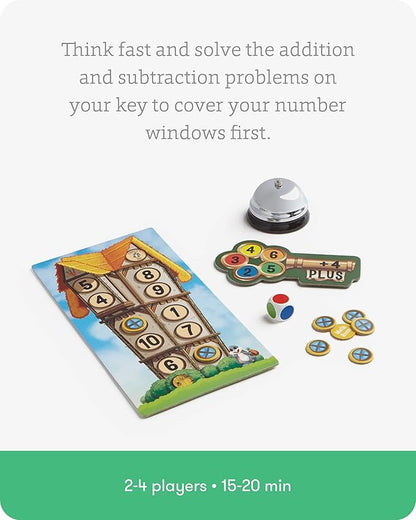 SimplyFun Math Room - Educational Game - Quick Thinking &amp Fun Games for Kids Ages 5 &amp Up - Fast Solving Addition &amp Subtraction Game - 2 to 4 Players
