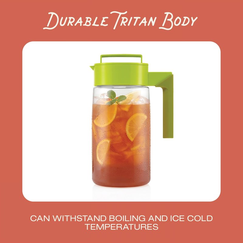 Takeya Flash Chill Iced Tea Maker - Versatile Tea Brewer for Loose/Bagged Tea - Patented Flash Chill Tech Hot/Cold Use BPA-Free Tritan Dishwasher Safe - Airtight Lid Made in USA - 2 Quart/Black