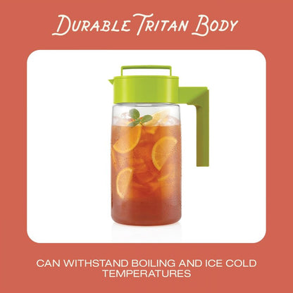 Takeya Flash Chill Iced Tea Maker - Versatile Tea Brewer for Loose/Bagged Tea - Patented Flash Chill Tech Hot/Cold Use BPA-Free Tritan Dishwasher Safe - Airtight Lid Made in USA - 2 Quart/Black