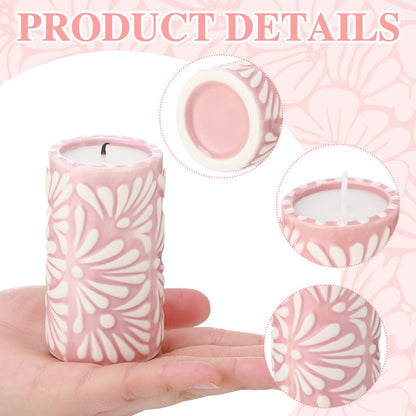 Lounsweer 4 Set Cielito Lindo Party Decorations Mexican Tequila Candle Talavera Mugs Candle for Fiesta Cinco De Mayo Birthday Bridal Shower Bachelorette May 5th Party Home Decor(Pink)