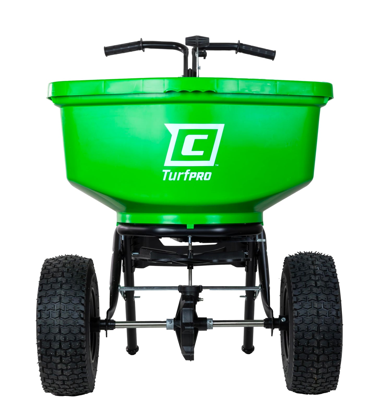 Chapin 89303C Spreader, Lawn and Garden, 100Lbs, Contractor, TurfPro, Broadcast, Push, Walk Behind, 12" Tires, Weather-Proof, Poly Hopper, Side- Adjust Lever, Spreads Fertilizer and Seeds