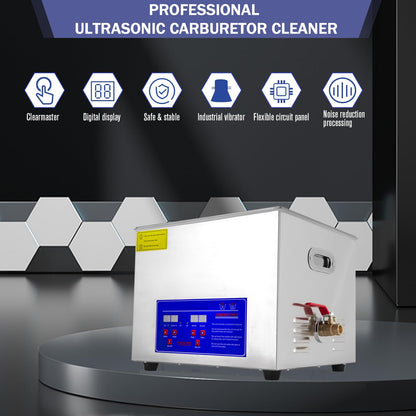 Ultrasonic Carburetor Cleaner, Ultrasonic Parts Cleaner 15L Industrial Ultrasonic Parts Cleaner with Heater&Digital Timer, Ultrasonic Carb Cleaner for Watch Dental Instrument Tool Parts Cleaning, 110V