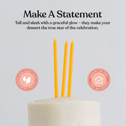 Sisterly Market 20 Count Tall Skinny Orange Solid Birthday Cake Candles for Birthday Wedding Party Cakes Decorations