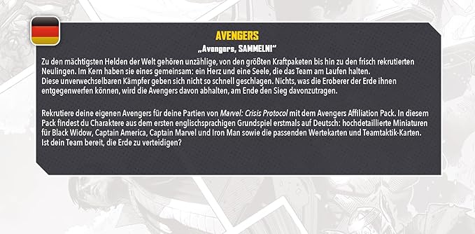 Marvel: Crisis Protocol Avengers AFFILIATION PACK - Earth's Mightiest Heroes in One Box! Tabletop Superhero Game Ages 14+ 2 Players 90 Minute Playtime Made by Atomic Mass Games
