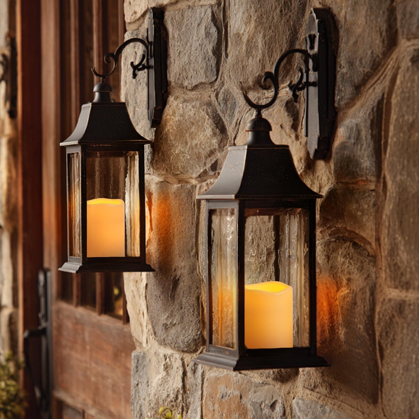 Raycare 3"x4" Outdoor Waterproof Flameless Candles, Battery Operated LED Electric Candles with Remote and Timers, Fake Pillar Candle for Patio, Porch, and Wedding Decor, Ivory, Set of 2