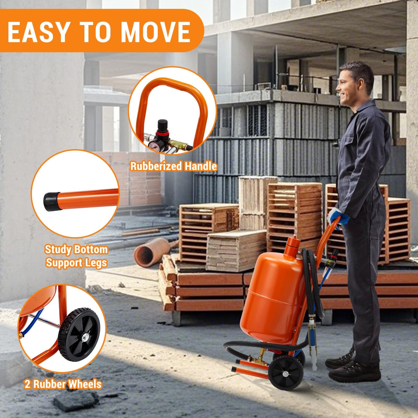 5 Gallon Sand Blaster Sand Blasting Machine, 60-110 Psi Pressure Air Sand Blasting Kit with 4 Ceramic Nozzles & Oil-Water Separator, Portable Abrasive Blaster for Paint Stain Rust Removal