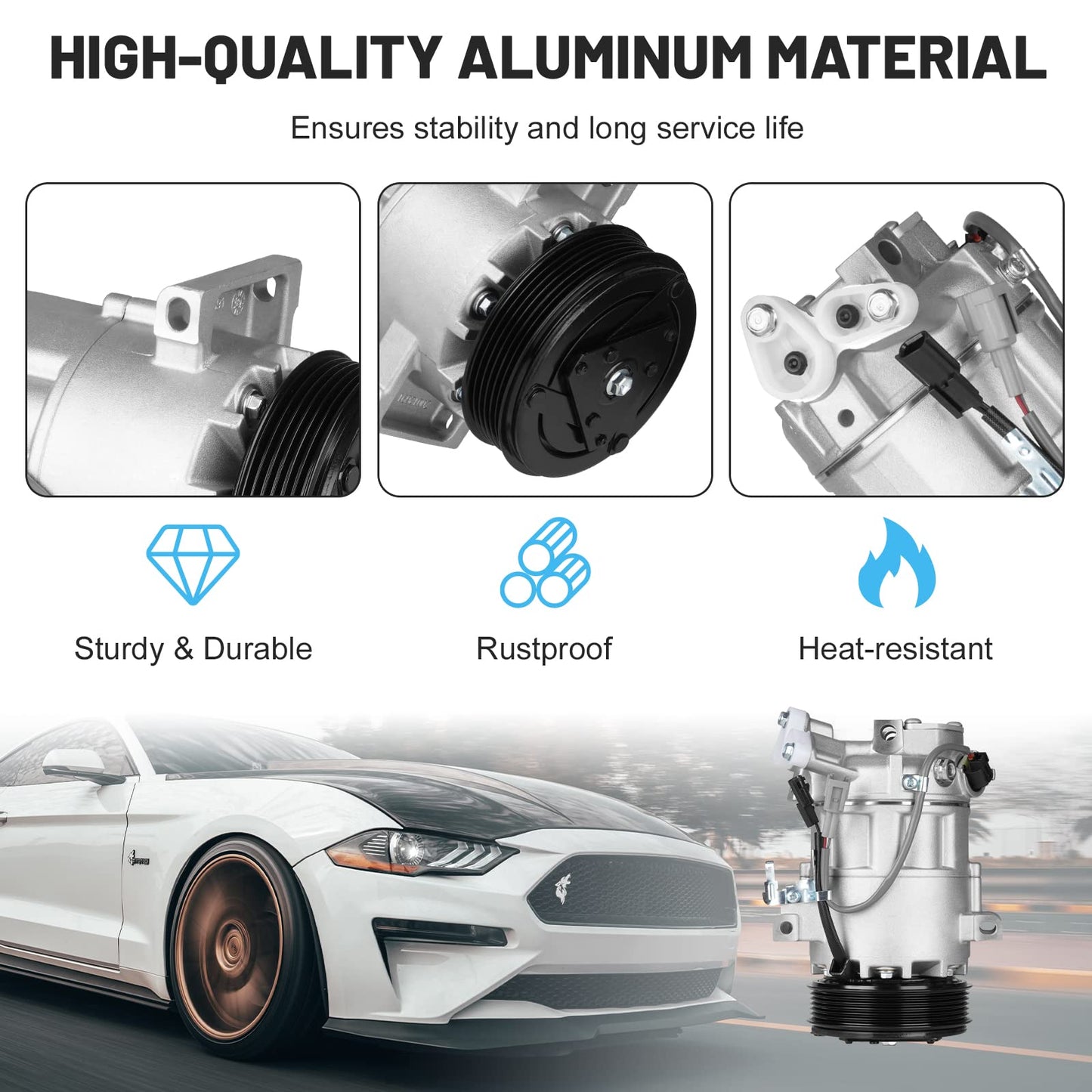 New AC Air Condition Compressor with Clutch for 2013-2015 Nissan Tsuru 1.6 1.6L, 13-15 Nissan Sentra 1.8 1.8L 97585 98585