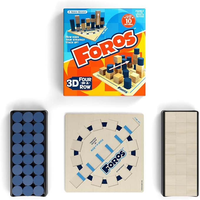 Foros 3D Board Game | Strategic Wooden Game with Unique Play | Family Game for Kids &amp Adults | Fun Entertainment for Game Night | Fast Paced Easy to Learn Multiplayer | MESH Accredited Award Win