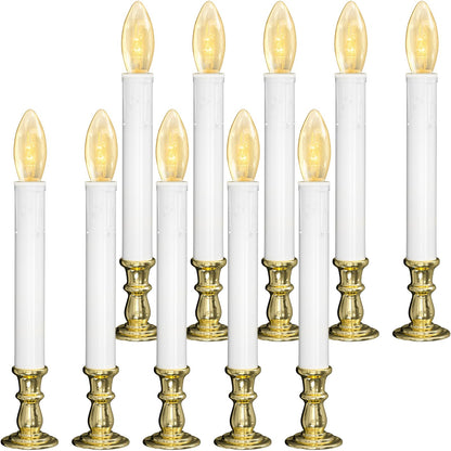 Txcigech 10PCS Christmas LED Window Candles with Timer, Flameless Candle with Suction Cups Battery Operated for Christmas Home Wedding Decor